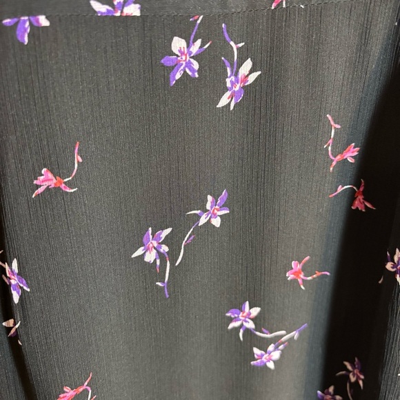 BANANA REPUBLIC Sz 8 Floral Faux Wrap Maxi Dress Ruffle Balloon Sleeve Sheer - Picture 13 of 13